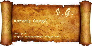 Várady Gergő névjegykártya